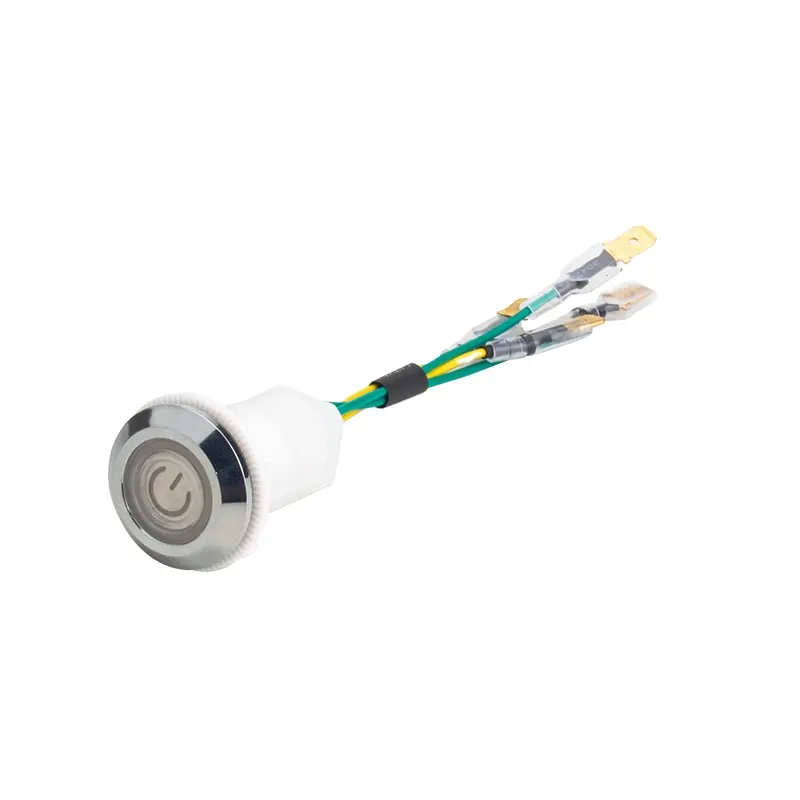 LVBO 22mm 220V pulsante da cucina grande corrente con interruttore a pulsante in plastica con guida a filo con simbolo di alimentazione impermeabile