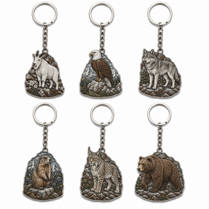 Portachiavi Personalizzato 3D in Rilievo con Fauna Selvatica, in Smalto, Premium, in Lega <span class=keywords><strong>di</strong></span> Zinco Argento Anticato, Lince e Lupo, Souvenir per Regalo e Collezione - Product Image 6