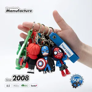 2024 새로운 항목 사용자 정의 디자인 3D 모양 PVC 팔찌 열쇠 고리 3D 고무 애니메이션 고무 부드러운 PVC 열쇠 고리