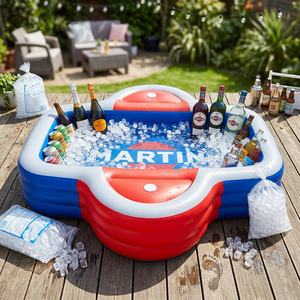 Bar de fête gonflable personnalisé et seau à glace gonflable (role principal) – Mini piscine gonflable d'été pour intérieur, à monter facilement - Product Image 1
