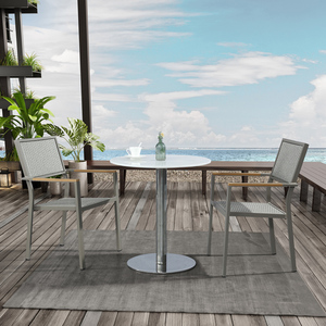 Estilo de país al aire libre <span class=keywords><strong>mesa</strong></span> <span class=keywords><strong>y</strong></span> silla terraza <span class=keywords><strong>exterior</strong></span> de mimbre muebles de comedor conjunto - Product Image 2