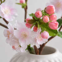 Branche de fleurs de cerisier artificielles en soie de haute qualité, blanches et roses, pour la décoration de mariage, les fêtes et les centres de table.
