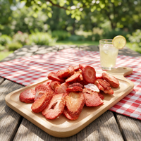 Gefreeze-droogde aardbeienplakjes, zoete bulk gedroogde fruitsnack, cake, yoghurttopping, FD-geverfd, natuurlijke rode kleur