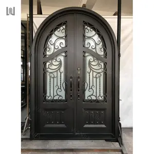 Wholesaler bulk french window design front entry exterior door front french wrought iron door entry iron door
