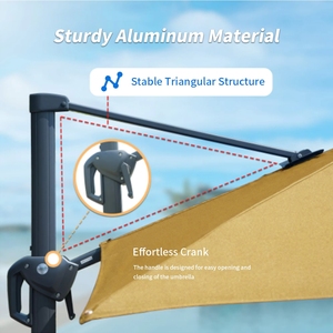 Parasol de terrasse moderne <span class=keywords><strong>en</strong></span> aluminium léger surdimensionné avec auvent de 4 m et base <span class=keywords><strong>en</strong></span> plastique pour supermarchés et usage commercial extérieur - Product Image 3