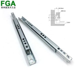 Glissières de tiroir à roulement à billes FGA 17 mm, mini-extension partielle, double sens de déplacement - Product Image 3