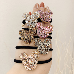 Strass di lusso coreano orecchie da topo coda di cavallo cravatte per capelli da ragazza in lega di cristallo elastico per donna accessori per capelli alla moda - Product Image 2
