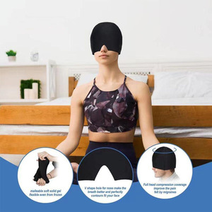 Gorro de Compresión Fría y Caliente Reutilizable para Alivio de Migrañas, Elástico, Color Negro Sólido, Alivio del Dolor - Product Image 4
