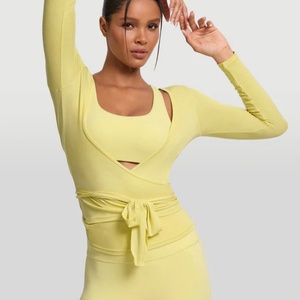 Ropa Deportiva de Secado Rápido, Manga Larga, para Yoga, Fitness, Top Deportivo con Cuello en V, Top Ajustado para Ballet y Yoga, 3 Piezas, Tallas Grandes - Product Image 2