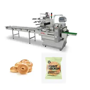 Automatische bäckerei-lebensmittel-flussbeutel-kunststoffbeutel-verpackungsmaschine für bagel/donuts/donuts