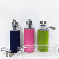 Bouteilles de boisson en verre borosilicate à faible MOQ, bouteilles de jus de kombucha pour la maison avec couvercle, vente en gros