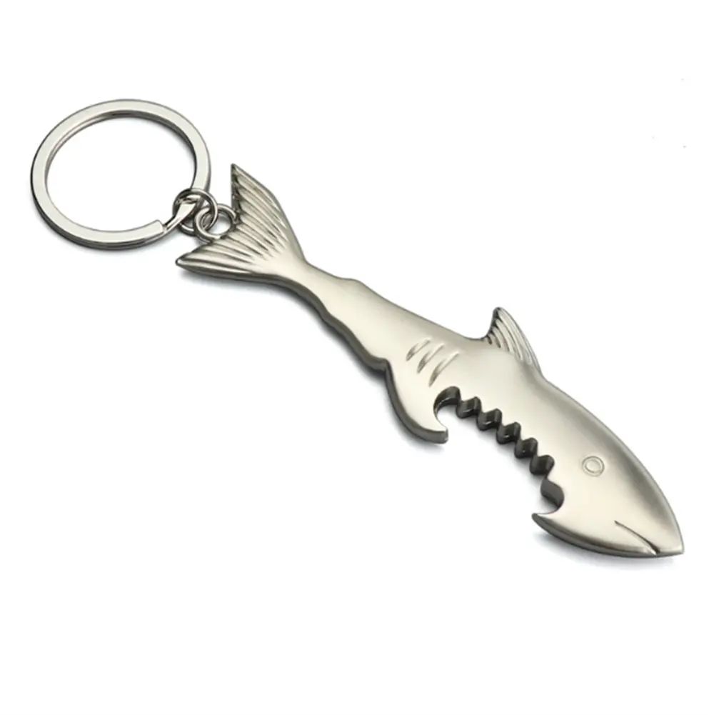 พวงกุญแจที่เปิดขวดรูปปลาฉลามสุดหรู,พวงกุญแจเปิดขวดทำจากโลหะปรับแต่งได้บาร์บาร์บีคิวพร้อมพวงกุญแจที่เปิดขวดปลา