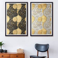 Vente en gros d'oeuvres faciles pour la peinture murale d'un hôtel tirages d'art simples et modernes encadrés de toiles abstraites multicolores dorées Arts muraux