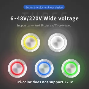 CDOE 22mm Ip67 Spdt Red Green Blue Ring Coffee Logo Black Shell Led Switch Waterproof With 5 Wire Accessories