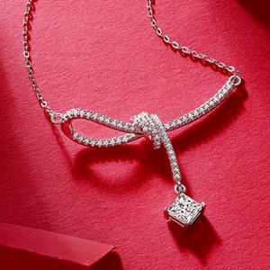สร้อยคอจี้เงินแท้ S925สำหรับผู้หญิงสร้อยคอเพชรโมอิสแฟชั่นของขวัญแต่งงาน - Product Image 3