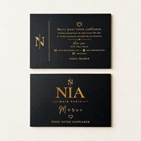 Carte de visite de luxe en or, carte noire personnalisée avec logo, impression offset, fabrication directe, estampage à chaud pour les entreprises