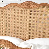 Lit en rotin tressé sculpté à la main, style vintage français, grand lit en bois et rotin pour mobilier de chambre de villa, le plus vendu