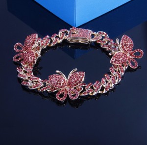 Bracelet de cheville diamant pour femmes, chaîne à maillons cubain, bijoux de cheville papillon, breloque - Product Image 4