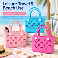 Sac fourre-tout de plage EVA Papillon 28x12x22cm, imperméable, couleur unie, perforé, pour voyages d'été et centres de villégiature, vente en gros