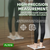 Analyseur de graisse corporelle haute précision à 8 électrodes et 43 paramètres, 180 kg, avec application IMC pour pèse-personne intelligent à piles et verre trempé