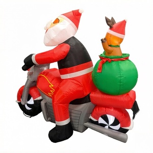 Père Noël gonflable de Noël de 2,1 m sur <span class=keywords><strong>moto</strong></span> avec renne passager, décoration de jardin gonflable pour les fêtes - Product Image 2