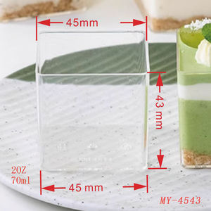 2 oz 3 oz 4 oz 5 oz tek kullanımlık plastik kare bardak Mini PS malzeme için parti için dondurma yoğurt mus hizmet - Product Image 6