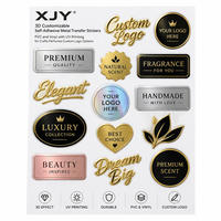 Autocollants en métal 3D personnalisables XJY, autocollants en PVC et vinyle avec impression UV pour l'artisanat, les parfums, options de logo personnalisé