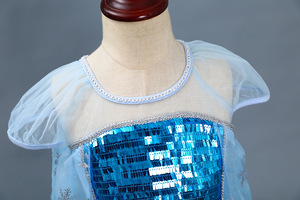 E12 di alta qualità bambine Costume luccicante paillettes decorare colore blu ragazze festa moda ballo abito - Product Image 5
