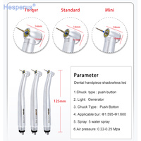 Pièce à main dentaire LED personnalisée avec turbine céramique haute vitesse, jet 5 voies, bouton poussoir, générateur électronique et fonction de couple, pour instruments de dentisterie