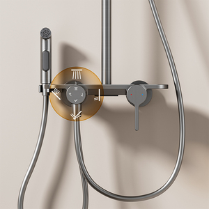 <span class=keywords><strong>ฝักบัว</strong></span>อาบน้ำทรงกลมอะลูมิเนียมสไตล์โมเดิร์นมินิมอล พร้อมปุ่มควบคุมกันลื่น ชุดฝักบัวอาบน้ำสี่ฟังก์ชั่นสุดหรูสำหรับบ้าน - Product Image 3