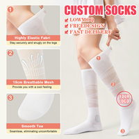 Chaussettes de compression sportives rayées personnalisées pour enfants et jeunes, fines, d'été, hautes jusqu'au genou, avec soutien de la voûte plantaire tricoté et revers en maille respirante