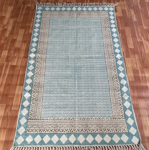 Aztec <b>Block</b> Print Cotton Dhurrie Rug Handmade Boho Area Carpet Floor Rug Home Decor - Product Image 5