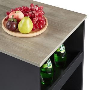 Petite table haute moderne avec panneau supérieur, chaises et tabourets de cuisine/salle à manger pour 2 personnes, avec étagères de rangement, gain de place, gris - Product Image 5