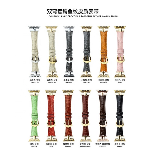 Watchband for Apple Watch Crocodile Genuine Leather Wrist Watch Bands Strap for Iwatch 38mm 45mm 49mm
