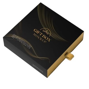 Custom Logo <b>Black</b> Sliding Drawer Gift Box Paper Cardboard Packaging with Tissue Paper for Mailing and Shipping - Product Image 1