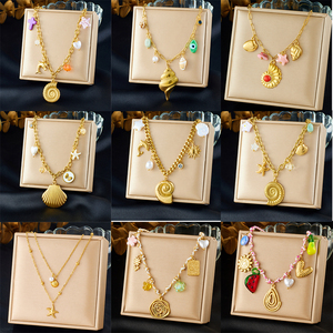 <span class=keywords><strong>Collana</strong></span> con Catena in Acciaio Inossidabile all'Ingrosso, Ciondoli Fai-da-Te Stile <span class=keywords><strong>Oceano</strong></span> con Conchiglie e Frutta - Product Image 2