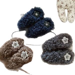 Nouvelles pinces à <span class=keywords><strong>cheveux</strong></span> coréennes en velours en forme de goutte, motif floral argenté avec accents de diamants, collection automne/hiver - Product Image 1
