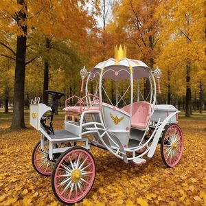 Carrosse de mariage de luxe Princesse Rose avec chevaux blancs royaux - Product Image 5