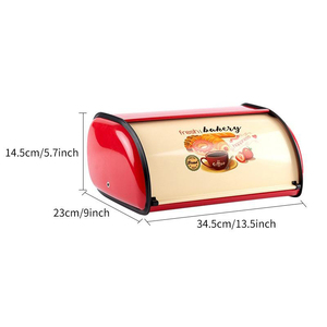 Countertop Drum Type <strong>Roll</strong> <strong>Top</strong> <strong>Bread</strong> <strong>Bin</strong> Black Food Storage Box Metal Iron Kitchen <strong>Bread</strong> Box - Product Image 6