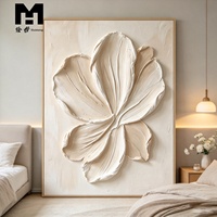 Décoration d'intérieur, art dessiné à la main, texture 3D en relief, fleur beige, peinture à l'huile de paysage floral faite à la main, cadres, art mural peint à la main