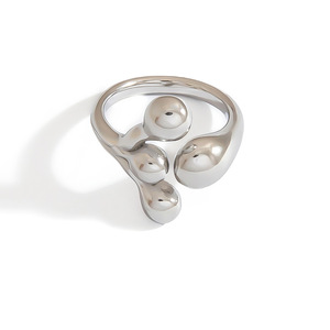 Geometric Stainless Steel <b>Ring</b> Irregular <b>Opening</b> Unisex Fashion Jewelry Gift Yiwu Origin JZ21487S - Product Image 4