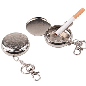 Mini Cenicero de Metal de Diseño Clásico, Portátil, <span class=keywords><strong>sin</strong></span> <span class=keywords><strong>Humo</strong></span>, con Llavero para Coche y Bolsa de Lata - Product Image 2
