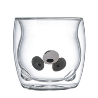 Mug à café en verre borosilicate double paroi de haute qualité, 250 ml, résistant à la chaleur, écologique, avec un adorable motif d'ours de dessin animé
