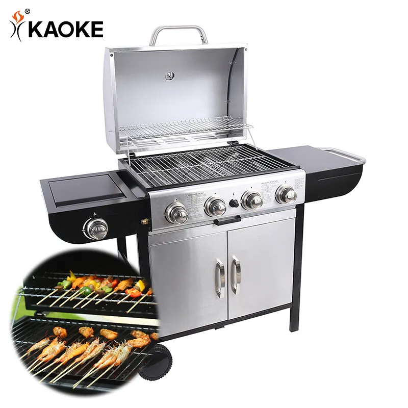 Kaoke grelha de churrasco, grelha de aço inoxidável aprovada ce 25 polegadas para churrasco e acampamento ao ar livre