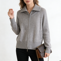 Pull en cachemire 100% personnalisé pour femme, col zippé, tricoté, décontracté, épais, pour l'automne