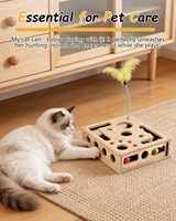 Jouet interactif en bois pour chat, idéal pour l'intérieur, avec lime à griffes, balles à gratter et baguette à plumes – Vente en gros