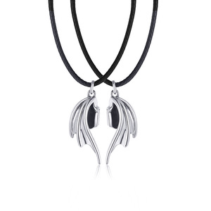 2025 nuovo ciondolo creativo retrò tailandese in argento piccola clavicola catena diavolo <span class=keywords><strong>e</strong></span> <span class=keywords><strong>angelo</strong></span> coppia collana - Product Image 3