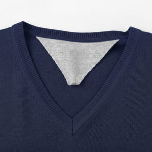 Pull-over col V pour homme, qualité supérieure, en coton 100 % GOTS respirant, à manches longues, tricoté, vente en gros - Product Image 3