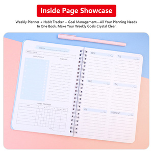 Agenda Semanal Personalizada A5 con Espiral, 52 Semanas sin Fecha, Lista de Tareas, Cubierta de PP, Cuaderno para la Escuela - Product Image 4