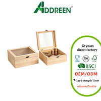 Boîte de rangement en bois de pin Addreen avec couvercle en acrylique transparent, boîte en bois décorative non finie pour bijoux, souvenirs, emballage cadeau